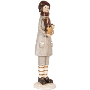 Clayre & Eef 6PR5395 Decoración Niño 8x8x30 cm Gris y Marrón