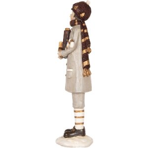 Clayre & Eef 6PR5395 Decoración Niño 8x8x30 cm Gris y Marrón