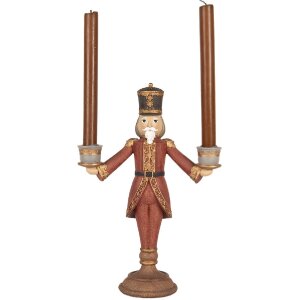 Candelabro Cascanueces Clayre & Eef 6PR5397 21x9x30 cm Rojo y Dorado