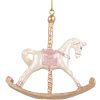 Clayre & Eef 6PR5412 Decoración Colgante Caballito Balancín 8x2x7 cm Blanco y Dorado