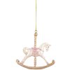 Clayre & Eef 6PR5412 Decoración Colgante Caballito Balancín 8x2x7 cm Blanco y Dorado
