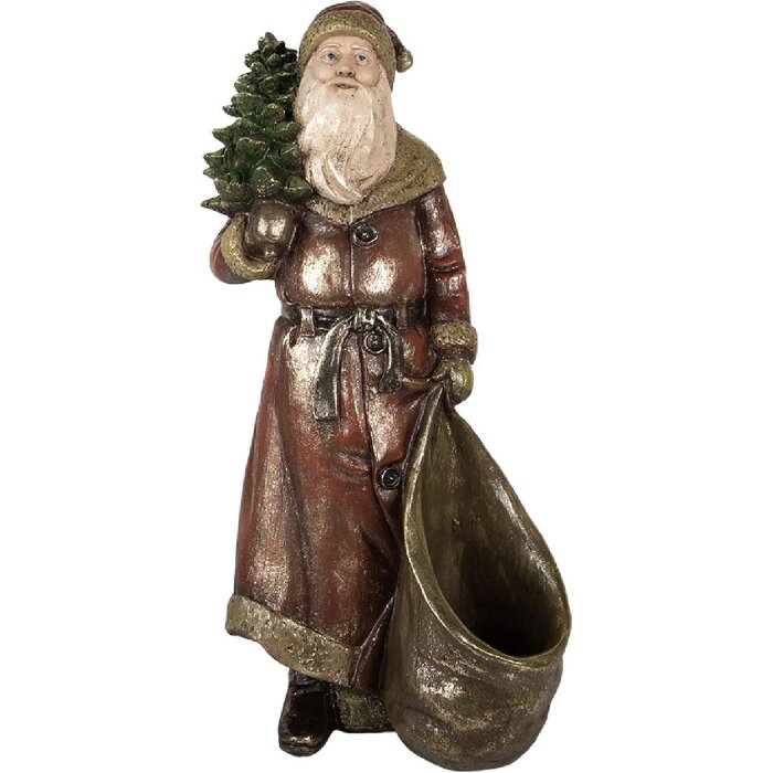 Decoración Papá Noel Clayre & Eef 6PR5590 24x17x47 cm Rojo y Dorado