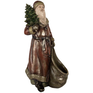 Decoración Papá Noel Clayre & Eef 6PR5590 24x17x47 cm Rojo y Dorado