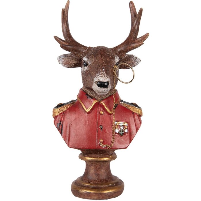 Busto decorativo de reno Clayre & Eef 6PR5594 10x8x19 cm Marrón y Rojo