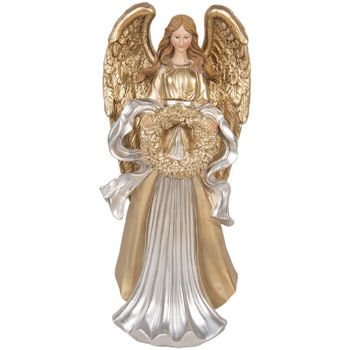 Decoración Ángel Clayre & Eef 6PR5697 16x13x35 cm Dorado Plateado