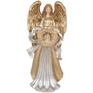 Decoración Ángel Clayre & Eef 6PR5697 16x13x35 cm Dorado Plateado
