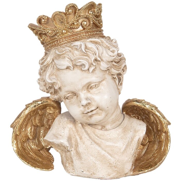 Clayre & Eef 6PR5698 Decoración Ángel 21x12x22 cm Beige-Dorado
