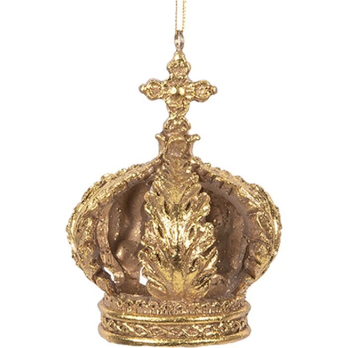 Clayre & Eef 6PR5701 Adorno Colgante Corona Ø 7x9 cm Dorado
