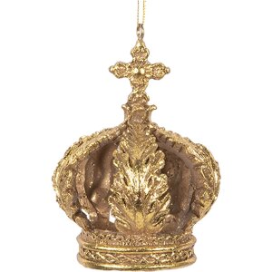 Clayre & Eef 6PR5701 Adorno Colgante Corona Ø 7x9 cm Dorado