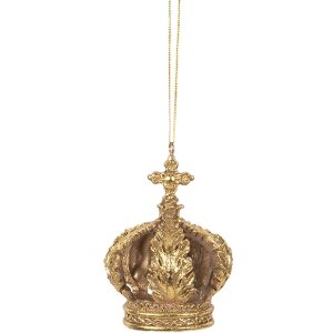 Clayre & Eef 6PR5701 Adorno Colgante Corona Ø 7x9 cm Dorado