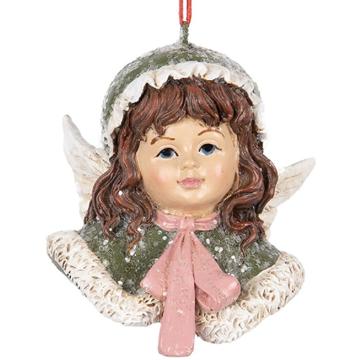 Clayre & Eef 6PR5705 Decoración Colgante Ángel 7x7x7 cm Verde y Beige