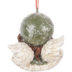 Clayre & Eef 6PR5705 Decoración Colgante Ángel 7x7x7 cm Verde y Beige