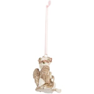 Clayre & Eef 6PR5707 Adorno Colgante Ángel 5x4x6 cm beige-dorado