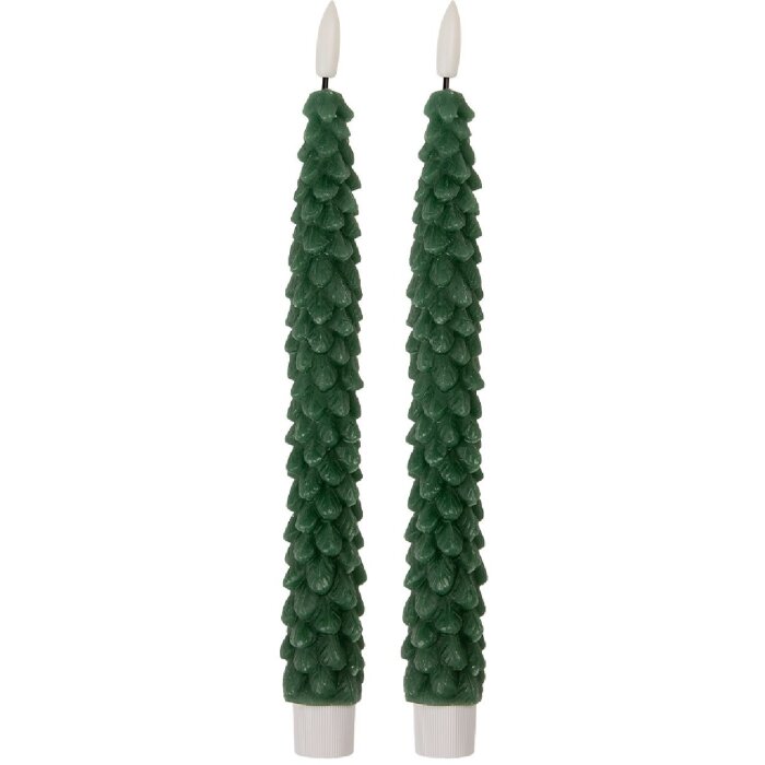 Clayre & Eef 6CA0001DGR Juego de 2 Velas con LED Verde Ø 3x25 cm