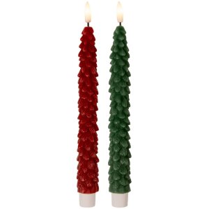 Clayre & Eef 6CA0001R Set de 2 Velas LED Rojo Ø 3x25 cm