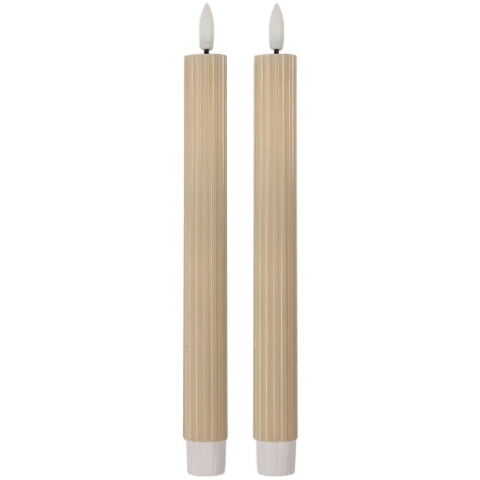Clayre & Eef 6CA0002BE Vela con LED Set de 2 Ø 2x25 cm Beige