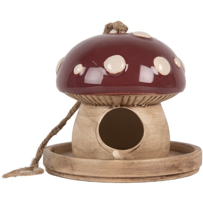 Decoración Casa de Pájaros Clayre & Eef 6CE2319 beige-roja 13x13 cm