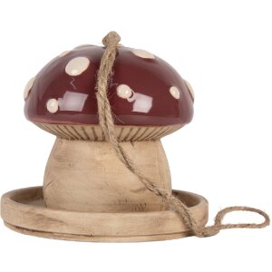 Decoración Casa de Pájaros Clayre & Eef 6CE2319 beige-roja 13x13 cm