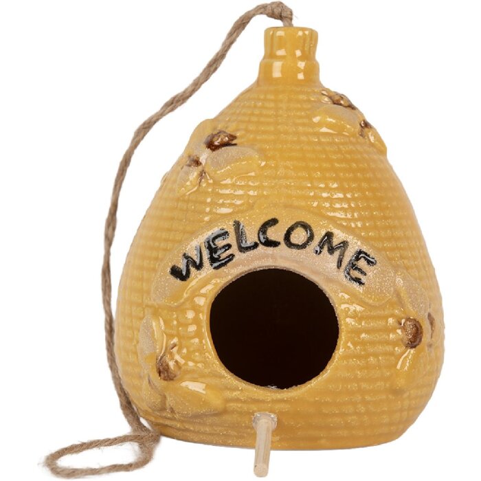 Clayre & Eef 6CE2321 Decoración Pajarera Ø 11x14 cm Amarillo