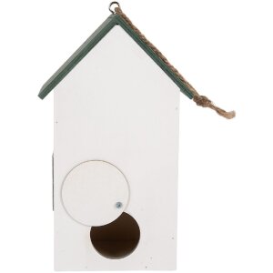 Casa para pájaros Clayre & Eef 6H2440 15x10x22 cm Blanco y Verde