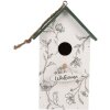 Casa para pájaros Clayre & Eef 6H2440 15x10x22 cm Blanco y Verde