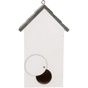 Casa para pájaros Clayre & Eef 6H2441 15x10x22 cm blanco gris