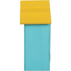 Casa para pájaros Clayre & Eef 6H2444 15x10x22 cm Azul Amarillo