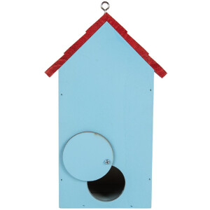 Casa para pájaros Clayre & Eef 6H2447 15x10x22 cm Azul y Rojo