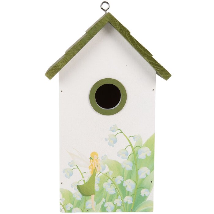 Casa para pájaros Clayre & Eef 6H2449 15x10x22 cm Blanco/Verde