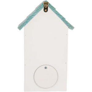 Casa para pájaros Clayre & Eef 6H2451 15x10x22 cm Blanco-Turquesa