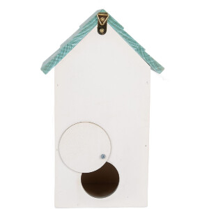 Casa para pájaros Clayre & Eef 6H2451 15x10x22 cm Blanco-Turquesa