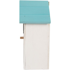 Casa para pájaros Clayre & Eef 6H2451 15x10x22 cm Blanco-Turquesa