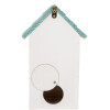 Casa para pájaros Clayre & Eef 6H2451 15x10x22 cm Blanco-Turquesa