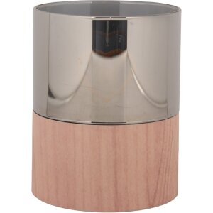 Portavelas LED Clayre & Eef 6CA0007 Ø 8x10 cm 3xAAA Marrón