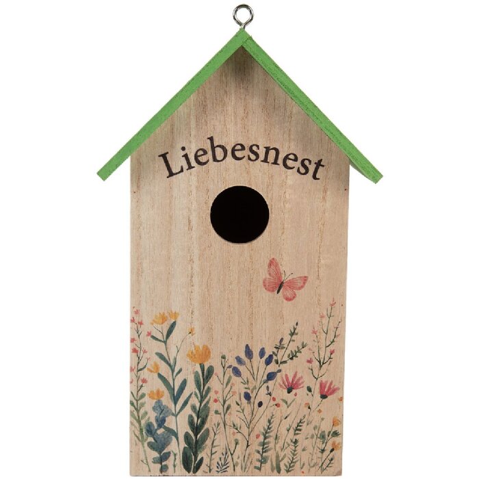 Casa para pájaros Clayre & Eef 6H2453 14x10x23 cm Blanco Verde
