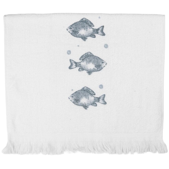 Toalla de Invitados Clayre & Eef CT034 40x66 cm Blanco-Azul