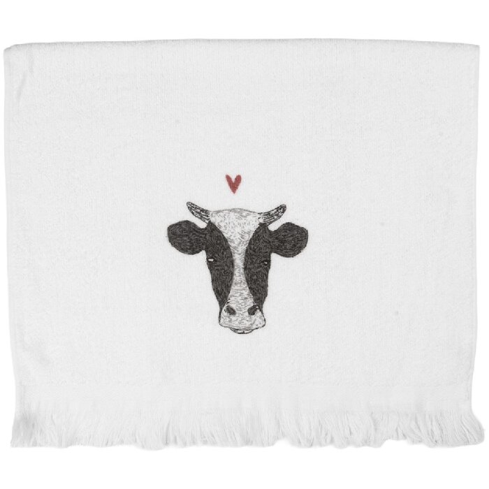 Toalla de Invitado Clayre & Eef CT036 40x66 cm Blanco con estampado negro