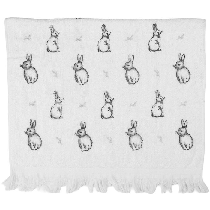 Toalla de invitados Clayre & Eef CTBNS-1 40x66 cm Blanco-Gris