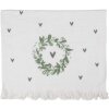 Toalla de Invitado Clayre & Eef CTLNL 40x66 cm Blanco con Verde