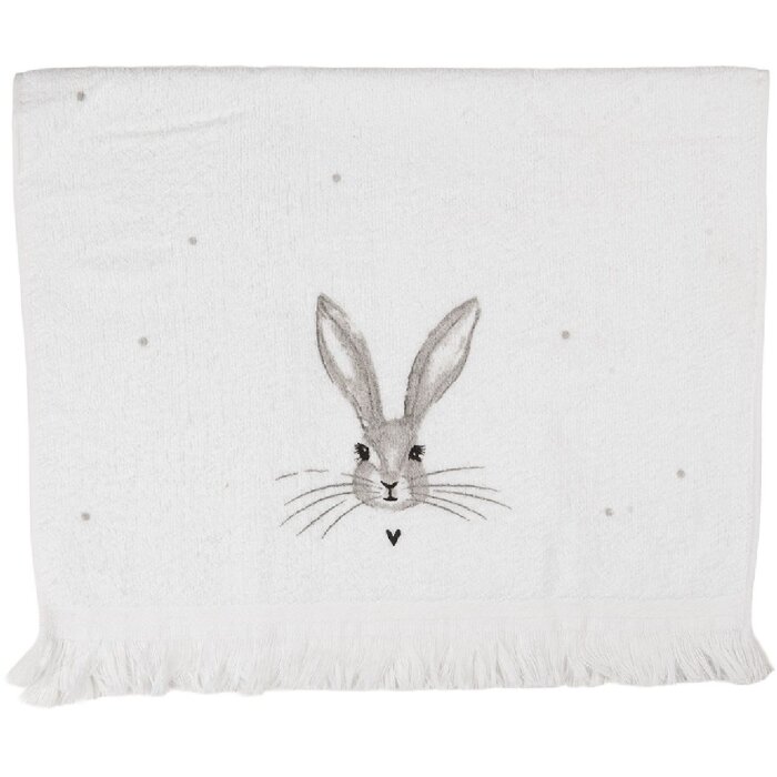 Toalla de Invitado Clayre & Eef CTRUB 40x66 cm Blanco-Gris