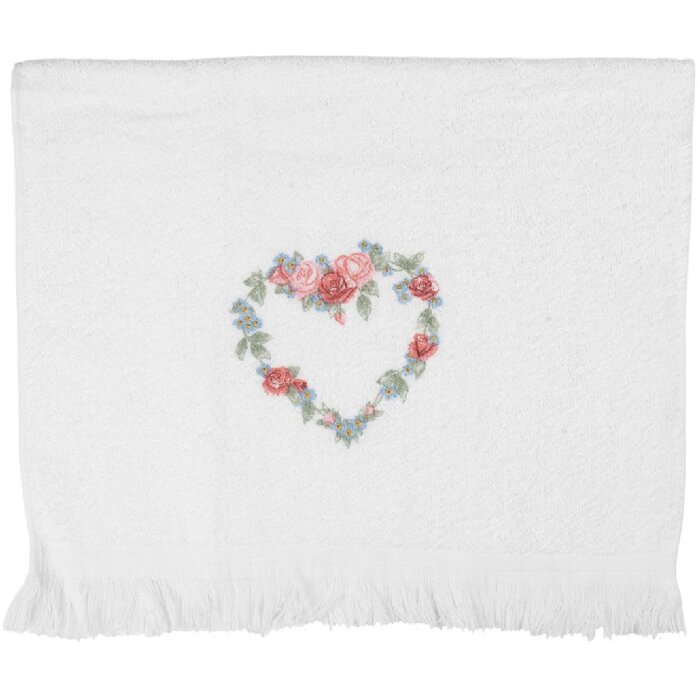 Toalla de Invitado Clayre & Eef CTSLF 40x66 cm Blanco Rosa