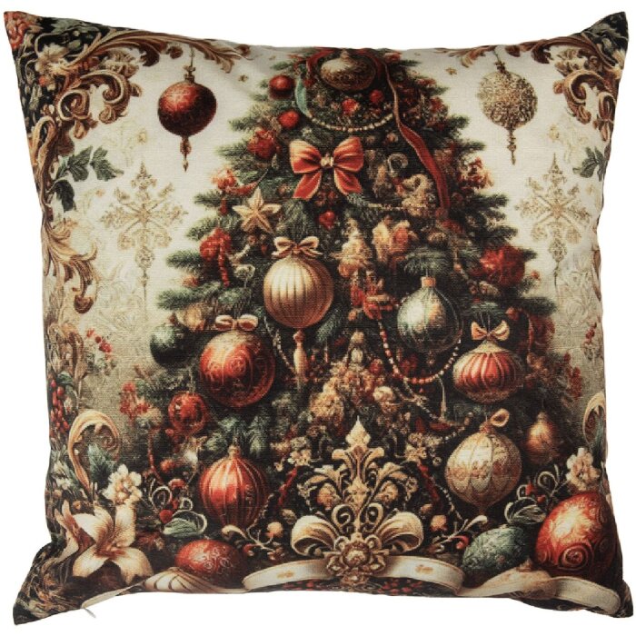 Funda de cojín Clayre & Eef NCH23 45x45 cm Beige y Rojo