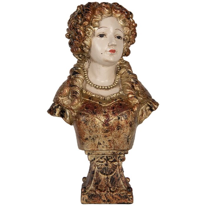 Busto Decorativo Mujer Clayre & Eef 6PR5563 Beige y Marrón 18x12x30 cm