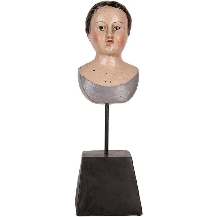 Busto Decorativo Mujer Clayre & Eef 6PR5564 11x11x34 cm Beige-Marrón