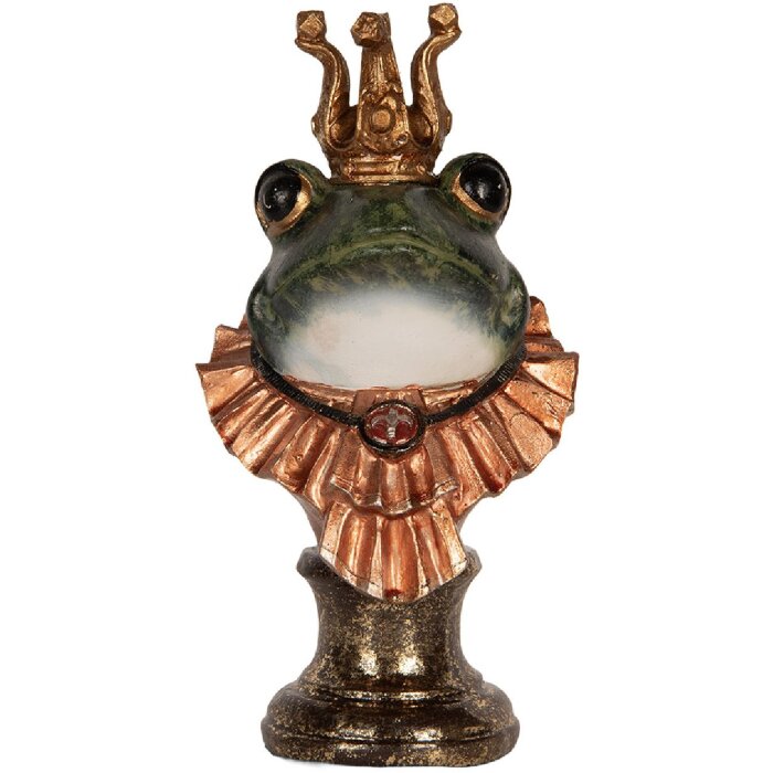 Busto decorativo de rana Clayre & Eef 6PR5566 12x11x22 cm Verde-Dorado