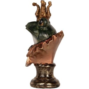 Busto decorativo de rana Clayre & Eef 6PR5566 12x11x22 cm Verde-Dorado