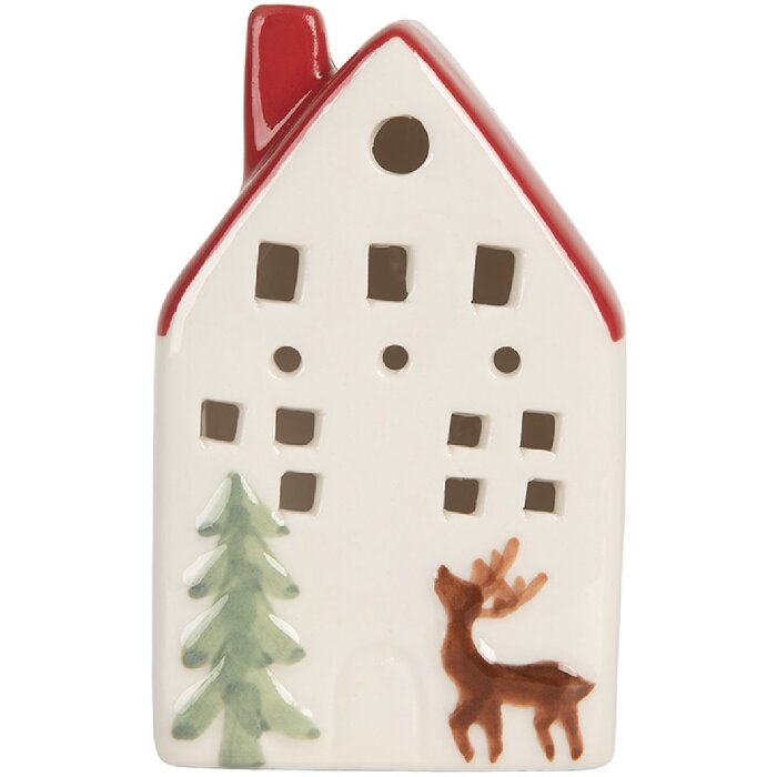Decoración Casa con LED Clayre & Eef 6CE2177M 6x5x10 cm Blanco Rojo
