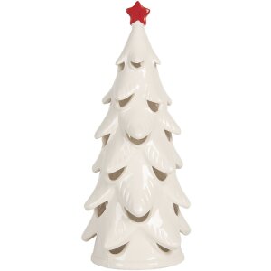 Árbol de Navidad decorativo con LED Clayre & Eef 6CE2178M Ø 11x25 cm Blanco/Rojo