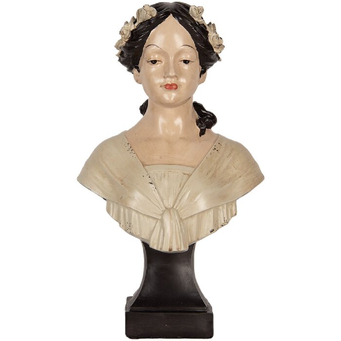 Busto Decorativo Mujer Clayre & Eef 6PR5550 18x12x31 cm Beige/Marrón