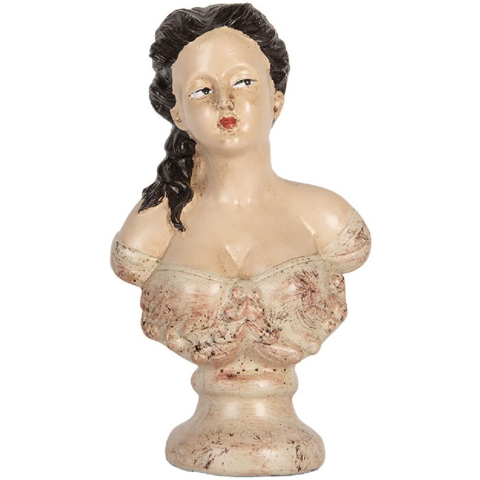 Busto Decorativo Mujer Clayre & Eef 6PR5553 12x8x20 cm Beige-Marrón